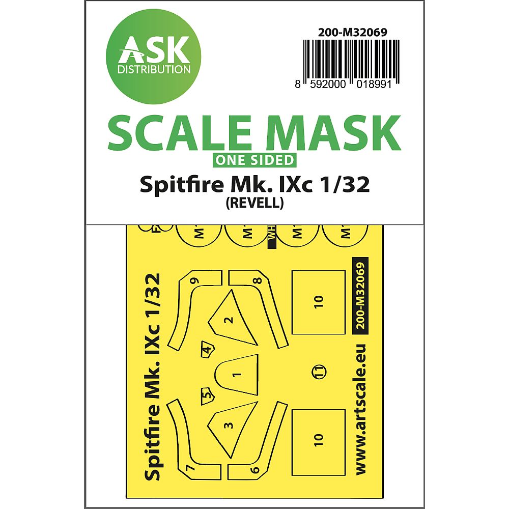 1:32 Spitfire Mk.IXc Paint Mask for Revell Art Scale 200-M32069
