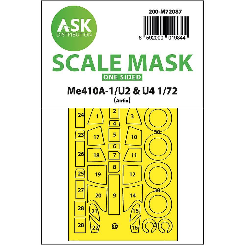1:72 Me 410A-1/U2 & U4 one-sided mask for Airfix 200-M72087 Art Scale