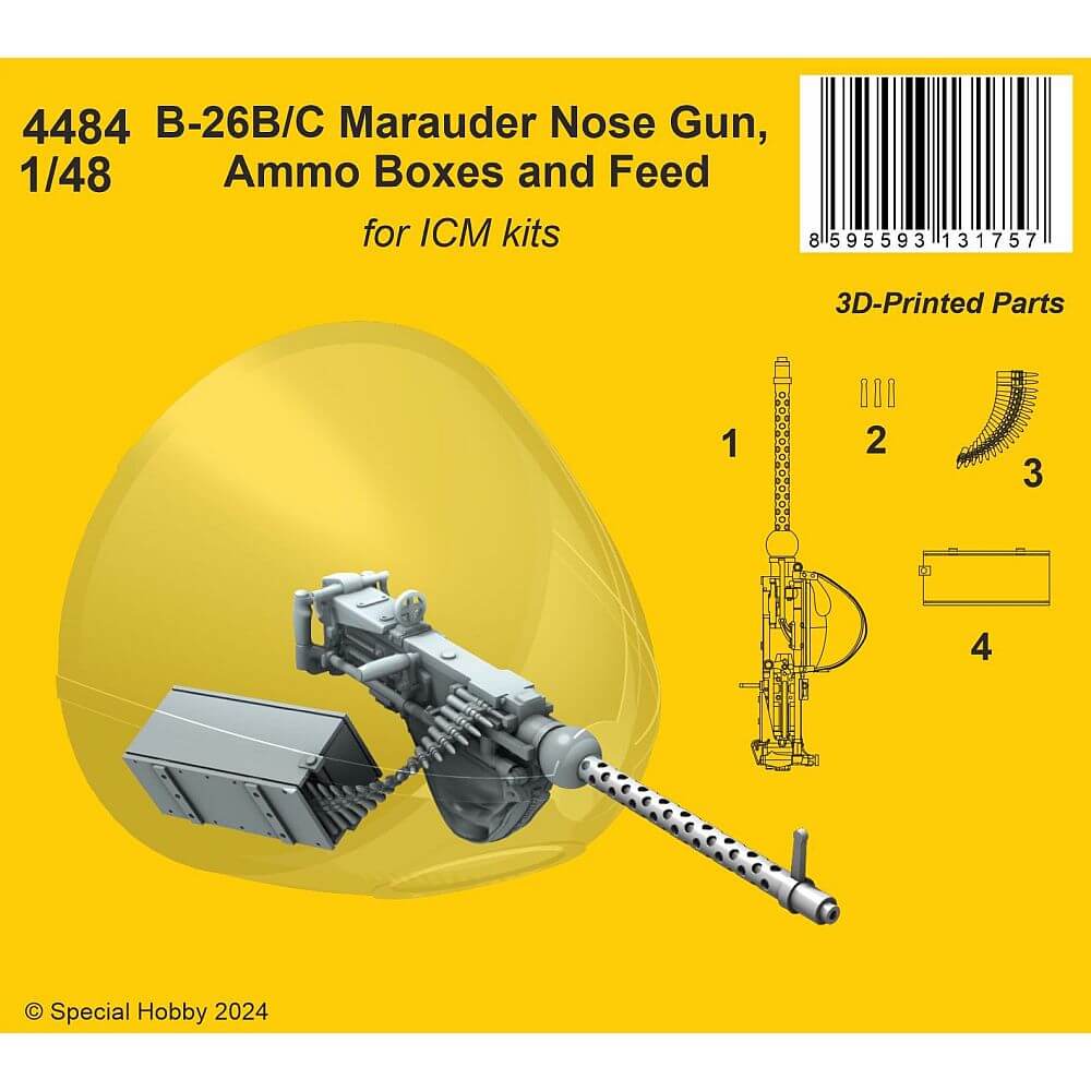 1:48 B-26B/C Marauder Nose Gun, Ammo Boxes and Feed ICM 4484 CMK Kits