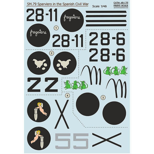 1:48 Savoia-Marchetti SM-79 Sparviero Spanish Civil War 48-175 Print Scale