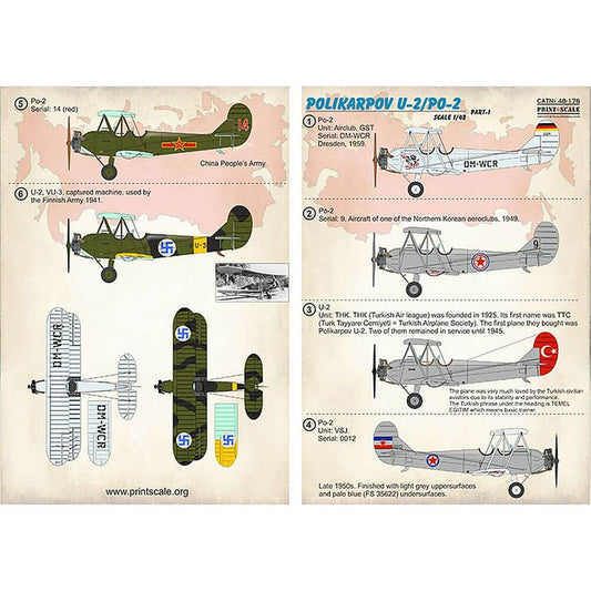 1:48 Polikarpov U-2/Po-2 Part 1 48-176 Print Scale