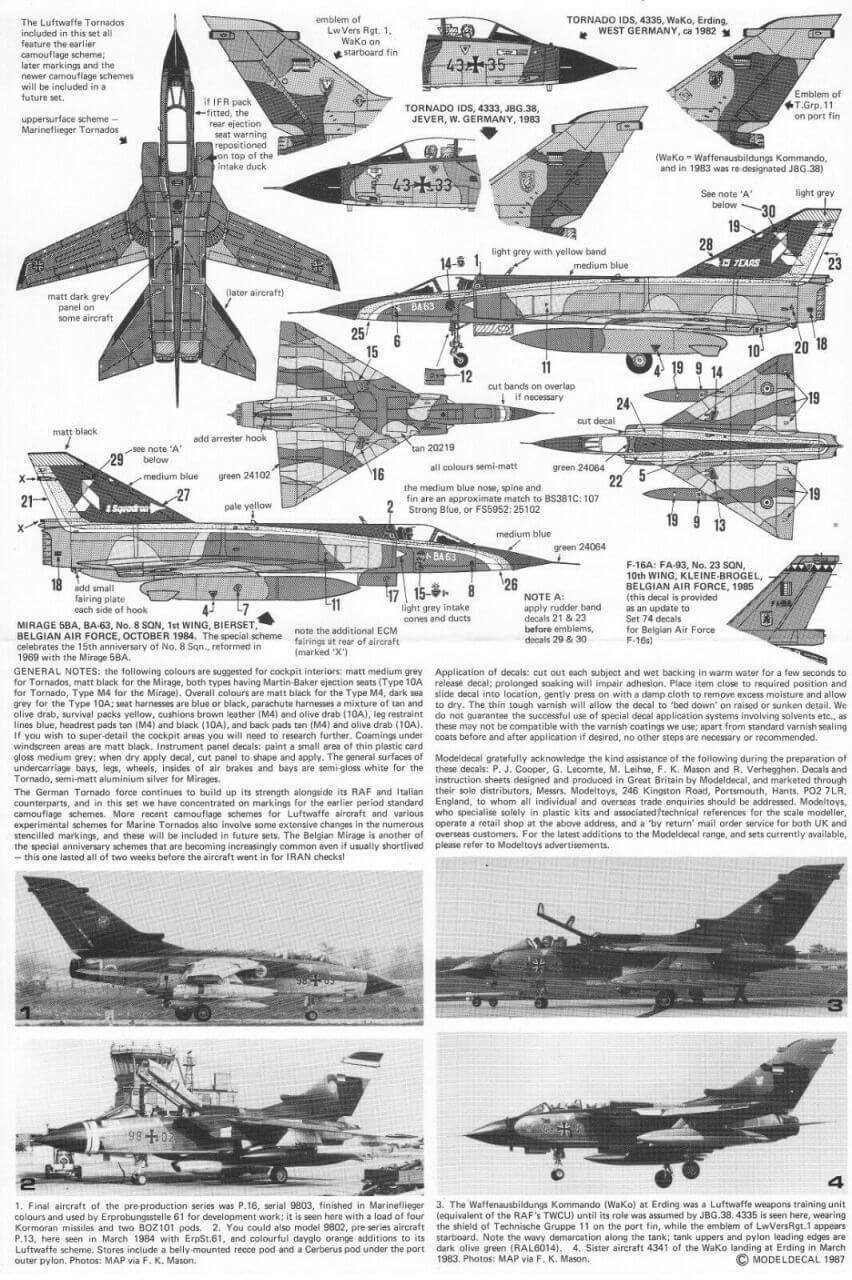 1:72 Panavia Tornado / Dassault Mirage III No. 87 Modeldecal