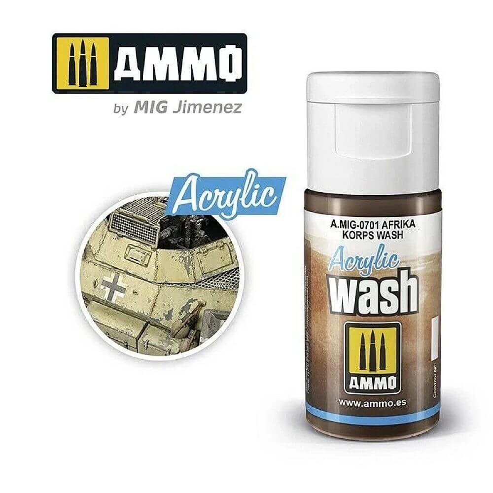 15ml ACRYLIC WASH Afrika Korps Wash A.MIG-0701 Ammo