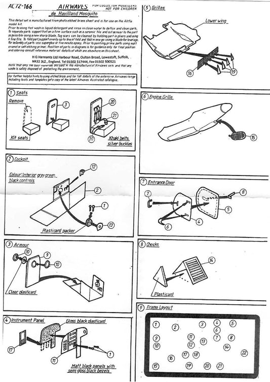 1:72 de Havilland Mosquito Detail set for Airfix AEC72166 Airwaves