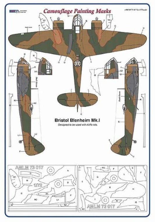 1:72 Bristol Blenheim Mk.I Camouflage Masking Set AMLM73017 AML