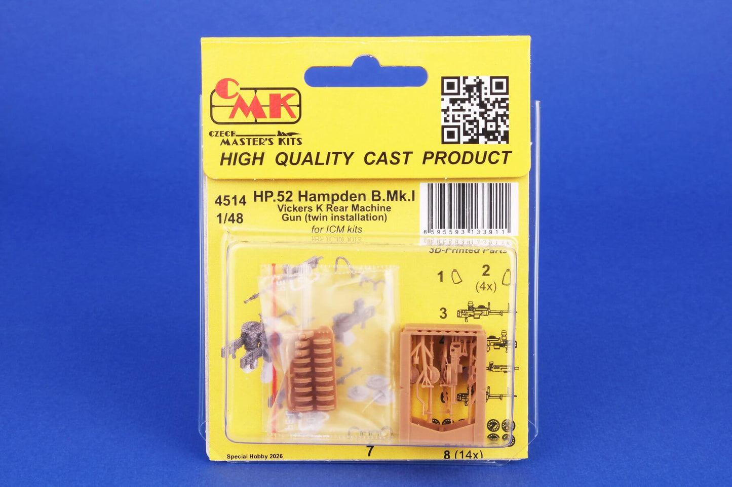 1:48 Hampden B.Mk.I - Vickers K Rear Machine Gun for ICM 4514 CMK