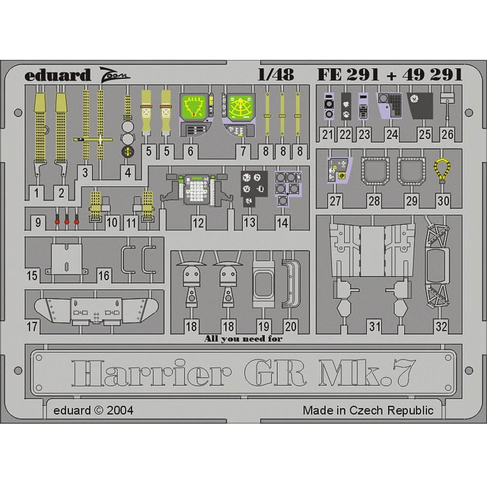 1:48 Harrier GR.7 P.E. Set for Hasegawa FE291 Eduard