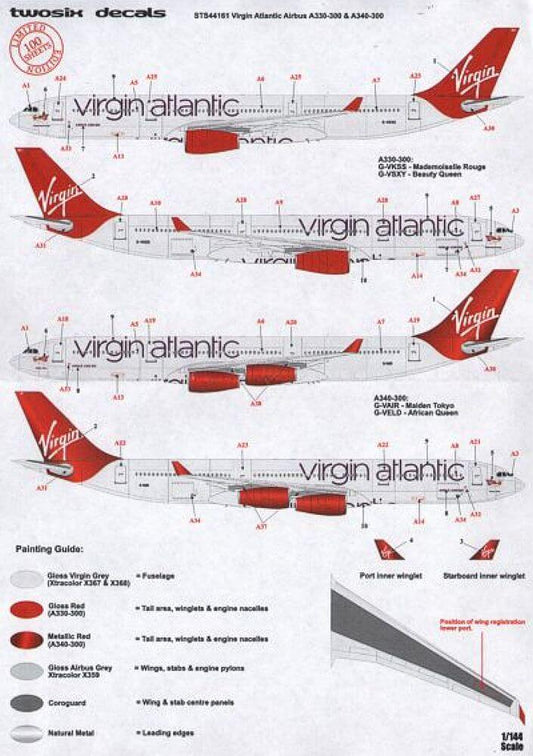 1:144 Virgin Atlantic Airbus A330-300 & A340-300 STS44161 26 Decals