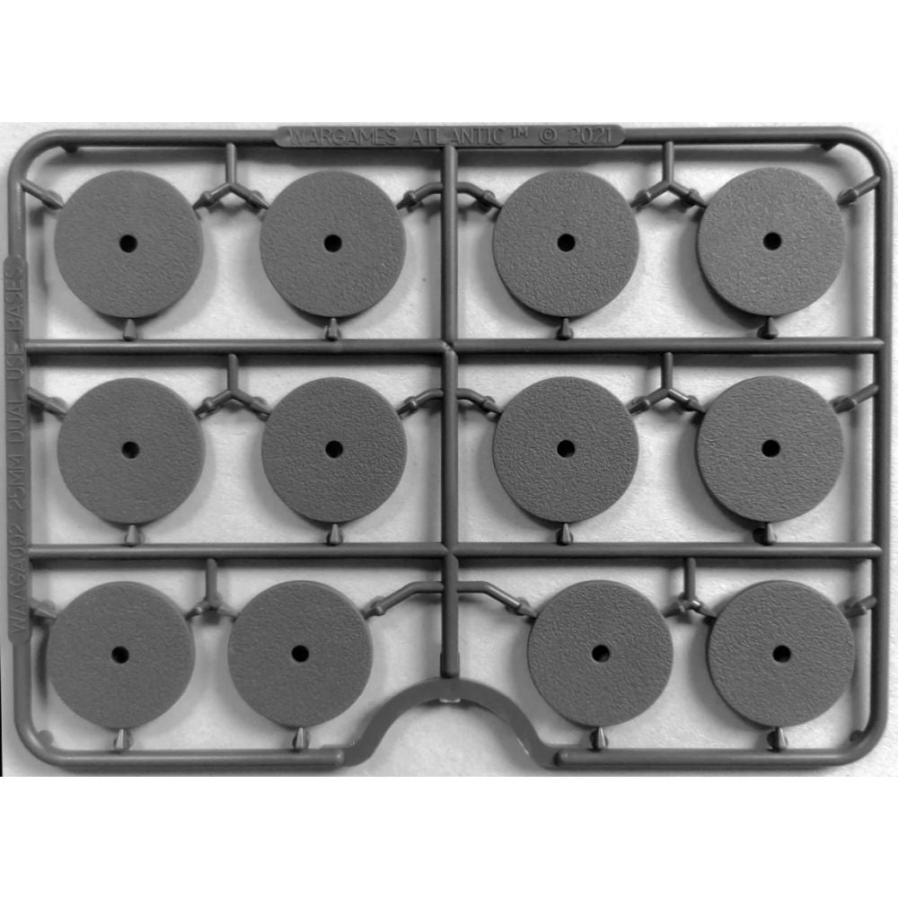 25mm Grey Dual Use Bases 12 x Hard Plastic Bases Wargames Atlantic