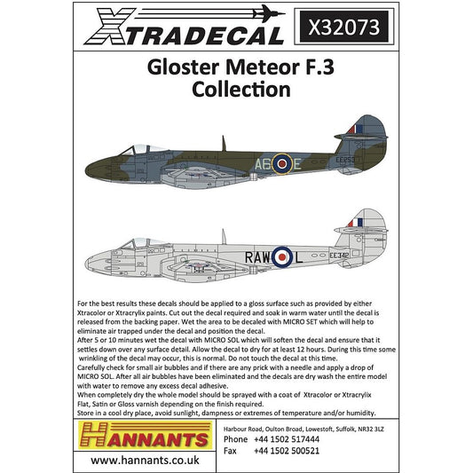 Xtradecal X32073 Gloster Meteor F.3 Collection Decals 1/32