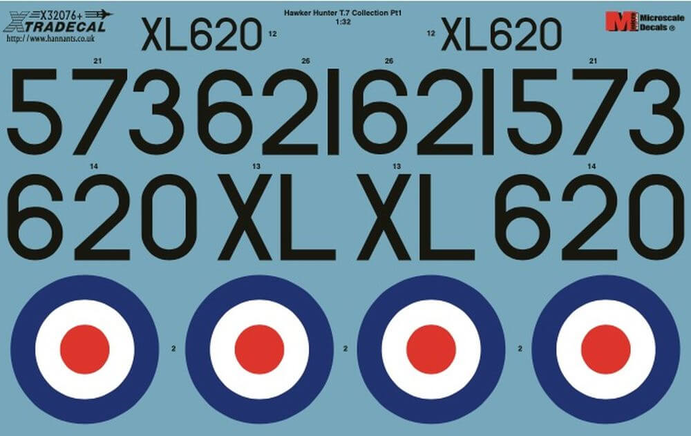 1:32 Hawker Hunter T.7 Collection Pt1 Decals X32076 Xtradecal