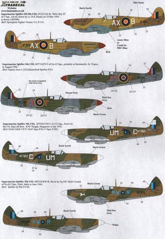 1:48 Supermarine Spitfire Mk.VIII Decals X48129 Xtradecal
