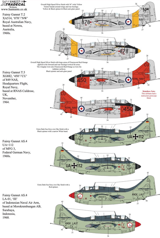 1:48 Fairey Gannet COD.4/AS.4/T.2/T.5 Decals X48237 Xtradecal