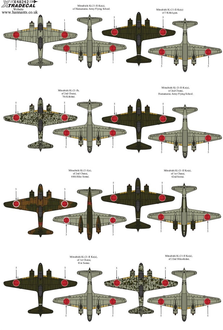 1:48 Mitsubishi KI-21 'Sally' Collection Decals Xtradecal X48242