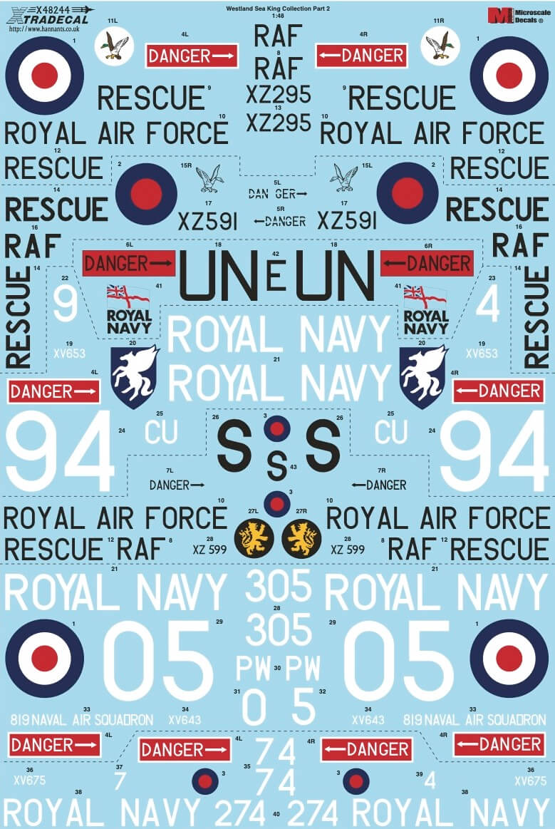 1:48 Westland Sea King Collection Pt2 X48244 Xtradecal