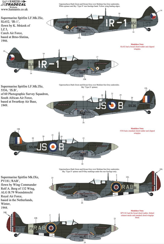 1:48 Supermarine Spitfire Mk.IXe Collection Decals X48258 Xtradecal