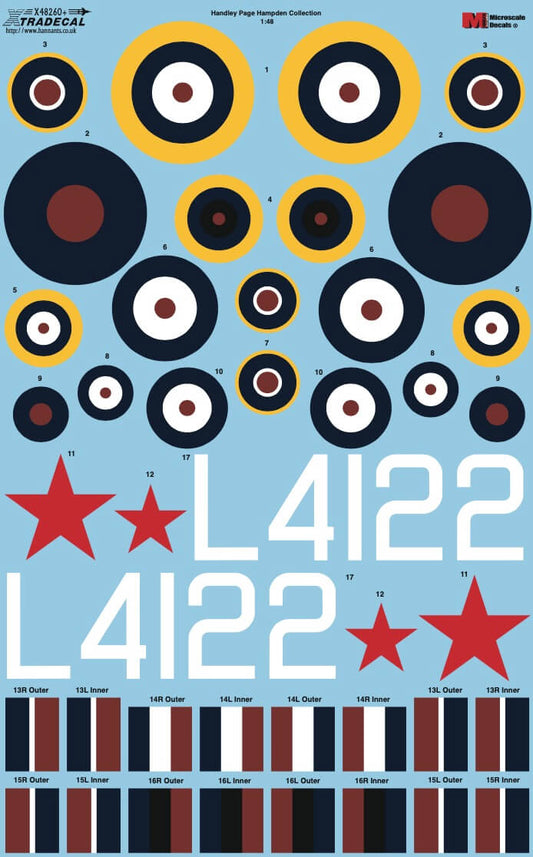 1:48 Handley Page Hampden Collection Decals X48260 Xtradecal