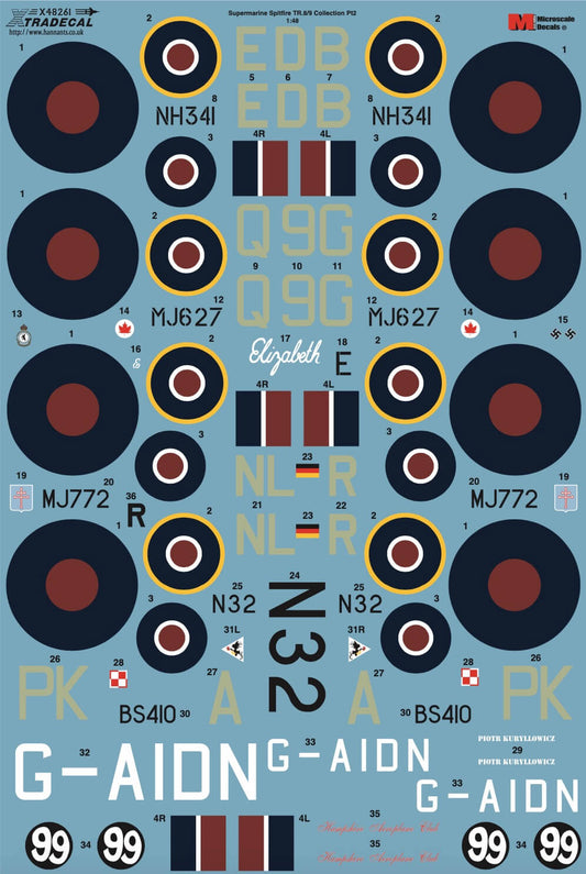 1:48 Supermarine Spitfire TR.8/9 Collection Pt2 Decals X48261 Xtradecal