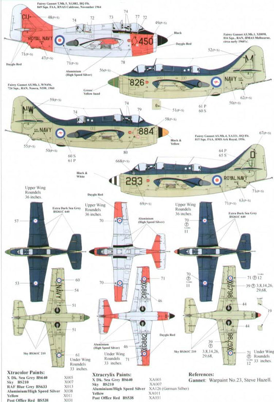 1:72 Fairey Gannet AS Mk, COD Mk 4, T Mk 5 Decals X72070 Xtradecal