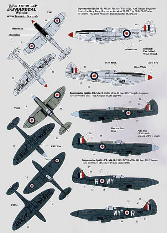 1:72 Supermarine Spitfire PR Mk.XIX Decals X72105 Xtradecal