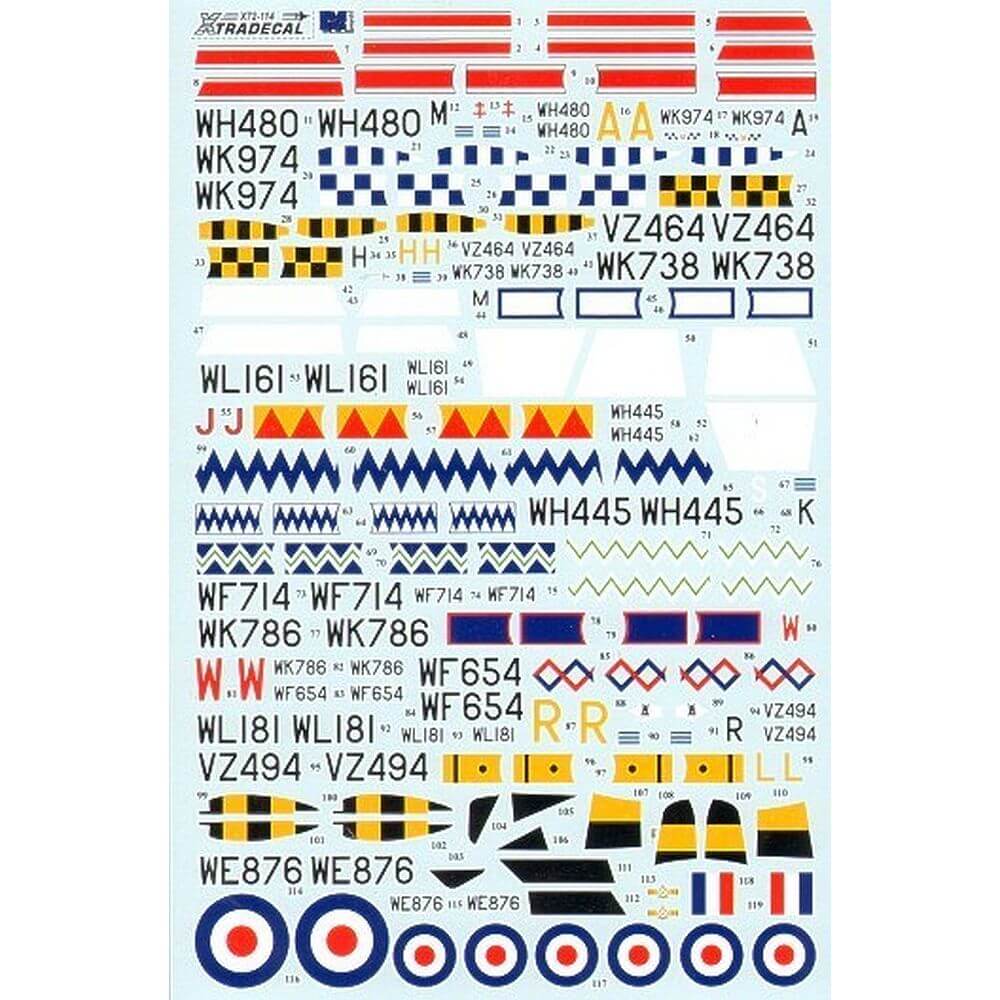 1:72 Gloster Meteor F.Mk.8 Part 2 Decals X72114 Xtradecal