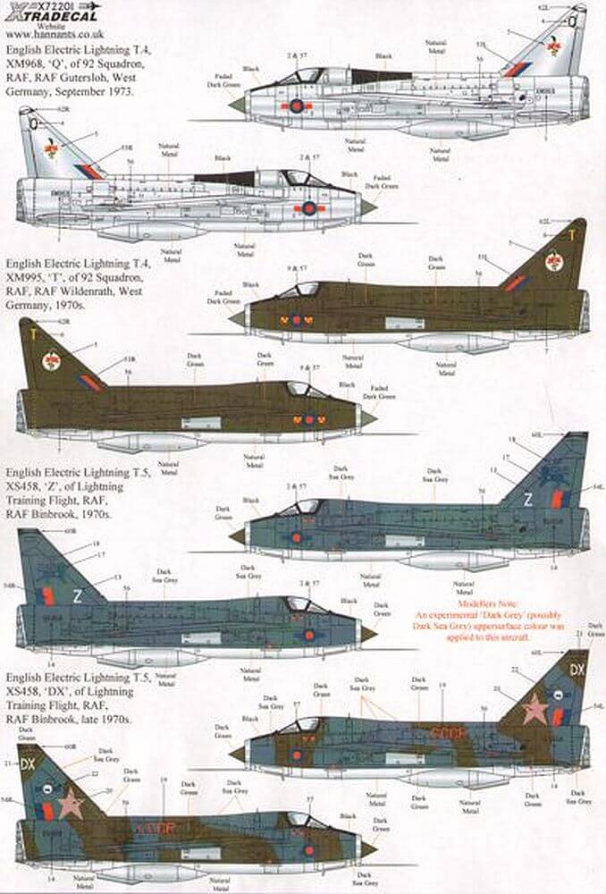 1:72 EE/BAC Lightning T.4/T.5 Part 2 X72201 Xtradecal