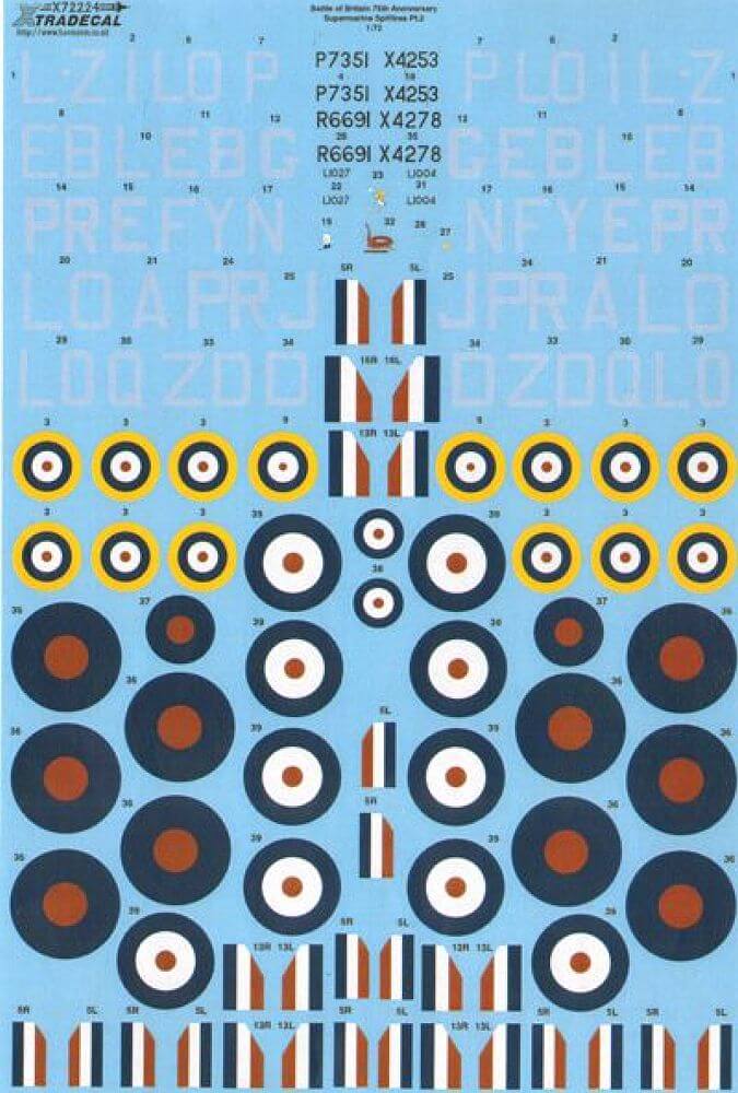1:72 Battle of Britian 75th Anniversary Pt.2 Spitfires X72224 Xtradecal
