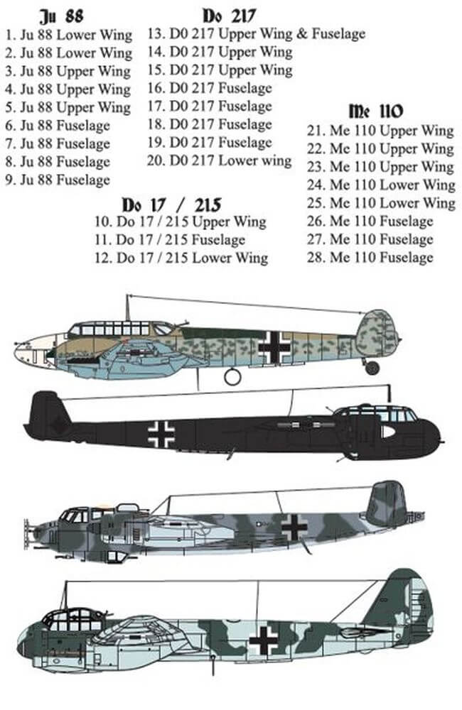 1:72 Luftwaffe Heavy Fighter Crosses Decals X72253 Xtradecal