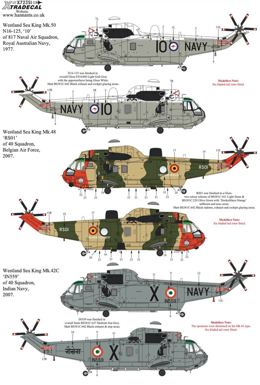 1:72 Westland Sea King In Worldwide Service X72351 Xtradecal