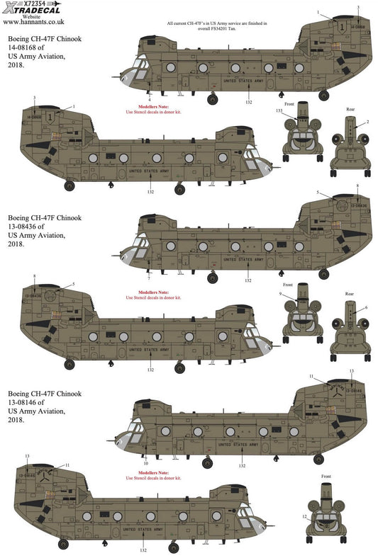 1:72 CH-47F Chinook in US Army Aviation Service Decals X72356 Xtradecal