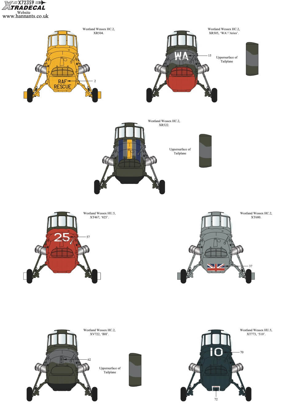 1:72 Westland Wessex Collection Pt2 Decals X72359 Xtradecal