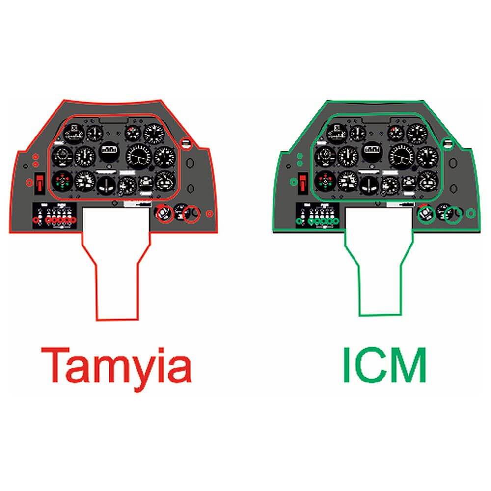 1:48 P-51D early Instrument Panel for Meng YMA4819 Yahu Models