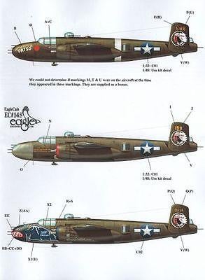 EagleCals #145 1/48 B-25 J Mitchell 345th BG Air Apaches Model Decals - SGS Model Store