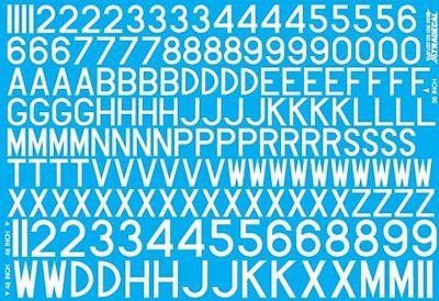 Xtradecal X72129 1/72 RAF Post War Serial Letters / Numbers White Model Decals - SGS Model Store