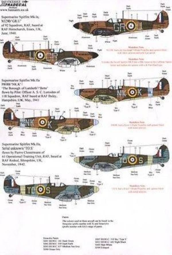Fundekals 1/32 scale decals Spitfires pt 1 for Airfix Eduard