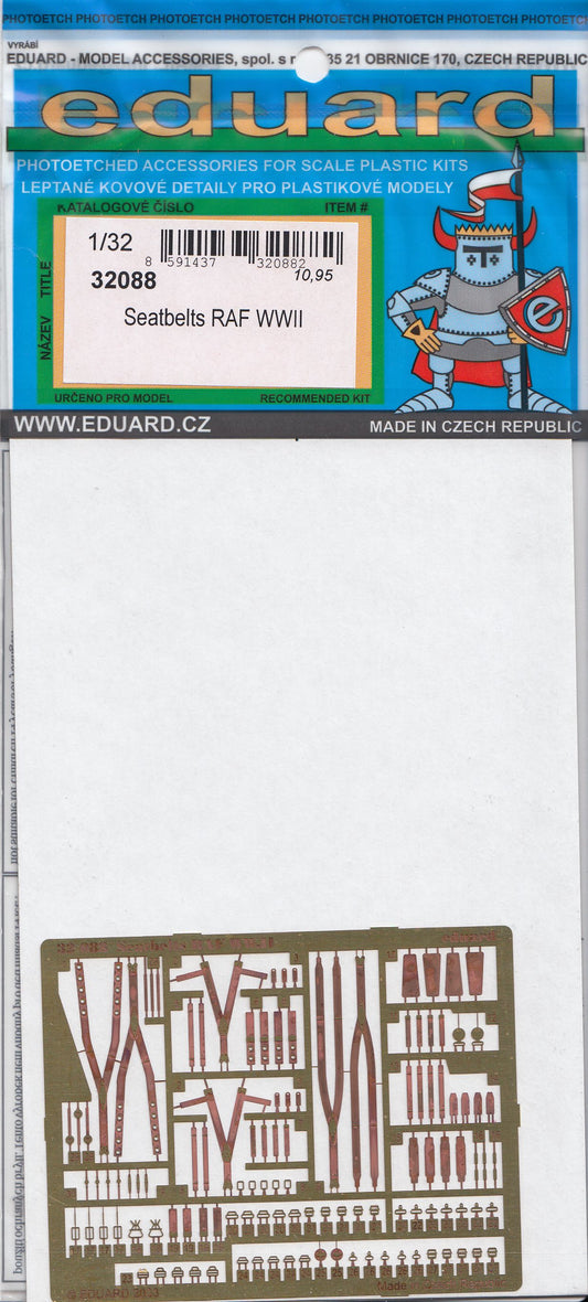 Eduard 32088 1/32 Photo etched Seat belts RAF WWII