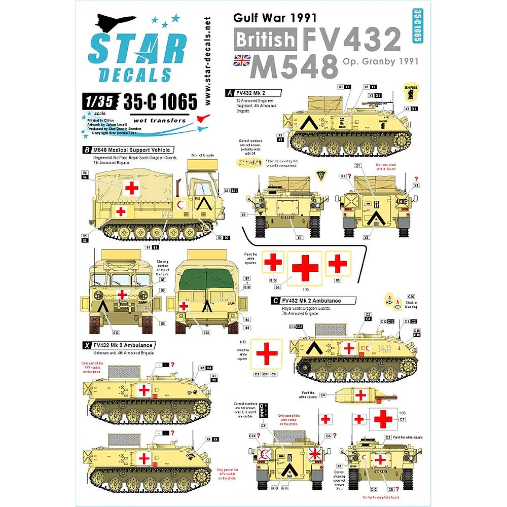 Star Decals 35-C1065 Gulf War 1991 British FV432 and M548 1/35