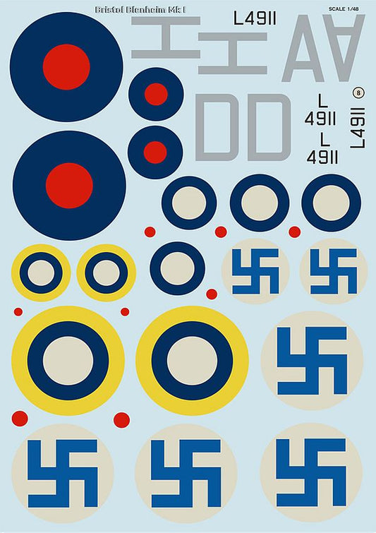 Print Scale 48-081 1/48 Bristol Blenheim Mk.I Model Decals - SGS Model Store