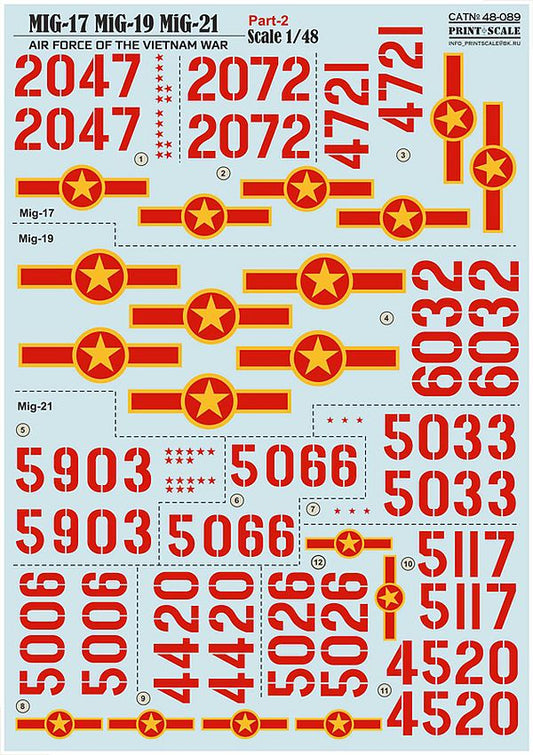 Print Scale 48-089 1/48 MiG Air force of the Vietnam war Part 2 Model Decals