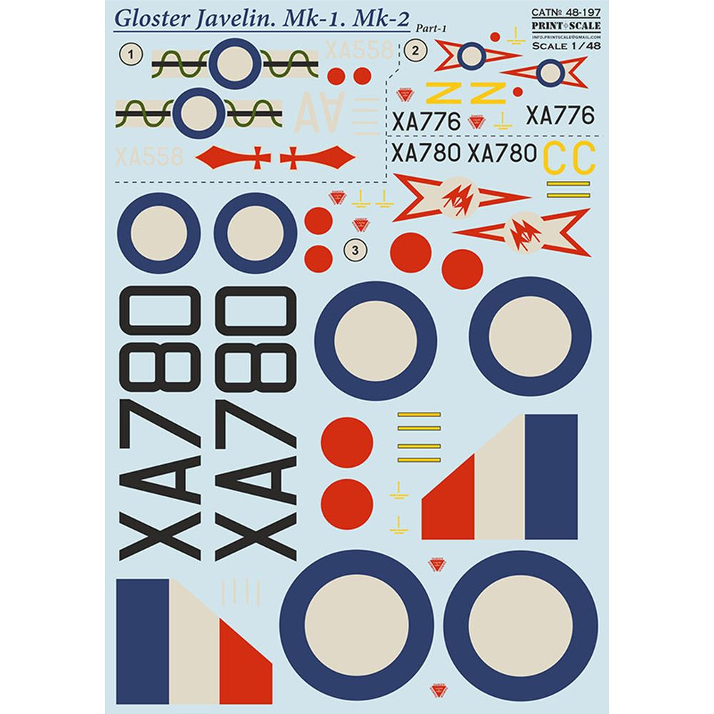 Print Scale 48-197 Gloster Javelin Part 1 Decals 1/48