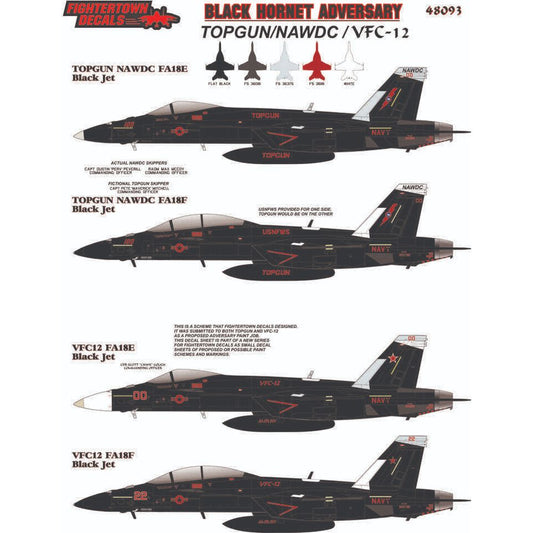 Fightertown Decals 48093 F/A-18 Black Hornet Adversary 1/48