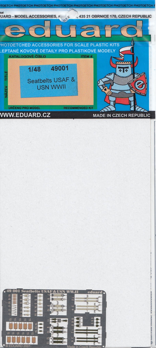 Eduard 49001 1/48 USAF and USN WWII seat belts - SGS Model Store