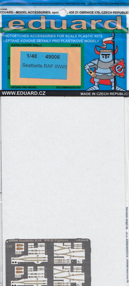 Eduard 49006 1/48 RAF Fighters WWII seat belts - SGS Model Store