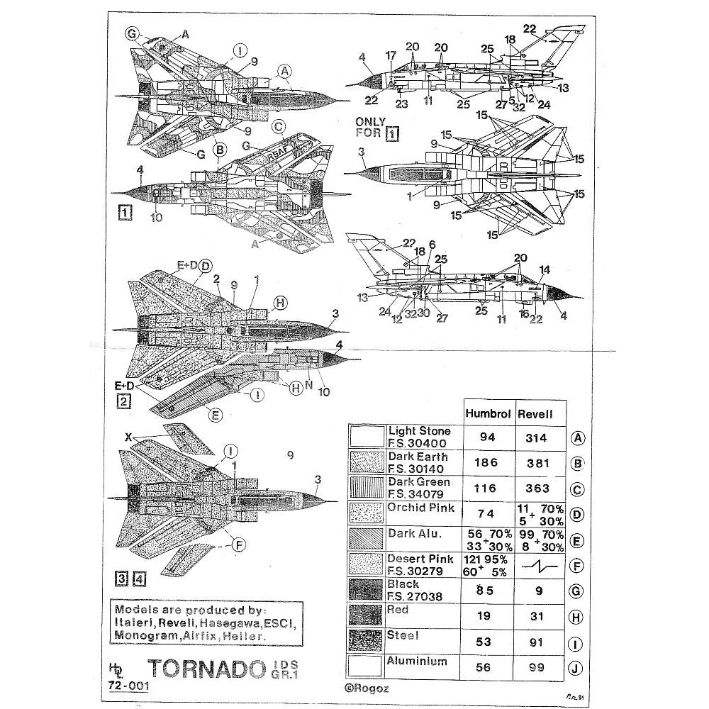 Hi-Decal Line 72-001 Tornado GR.1/IDS Desert Storm 1/72