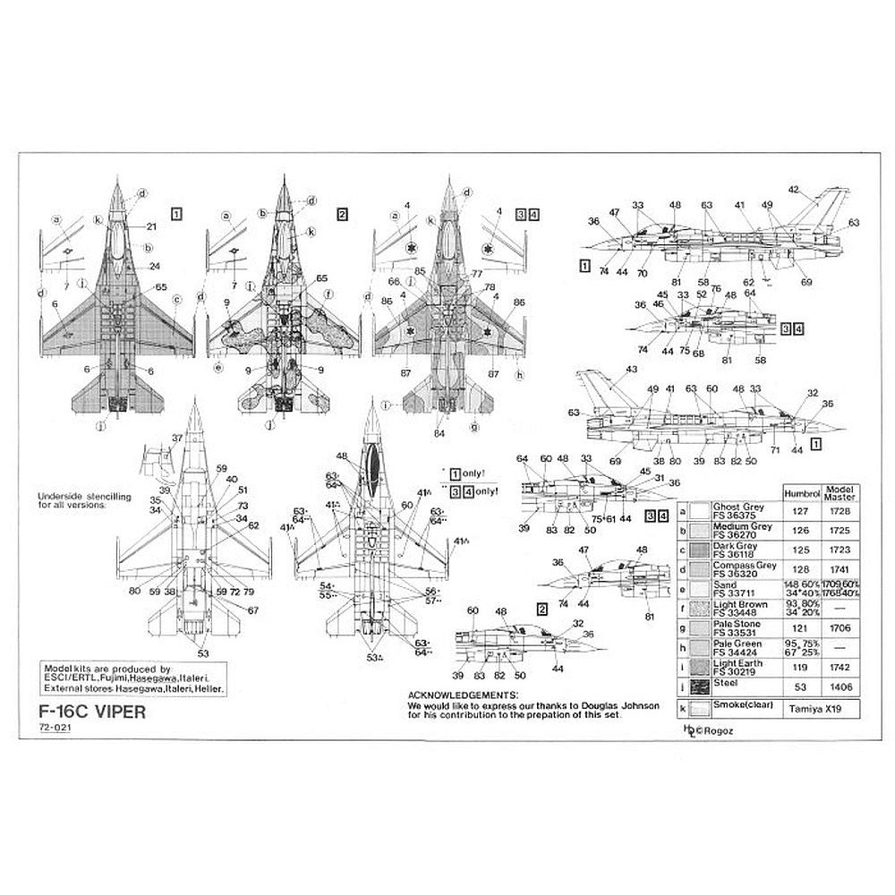 Hi-Decal Line 72-021 F-16C Falcon and Viper Decals 1/72