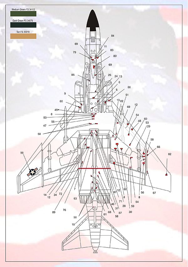 Print Scale 72-031 1/72 McDonnell-Douglas F-4 Phantom Stencil Data Model Decals