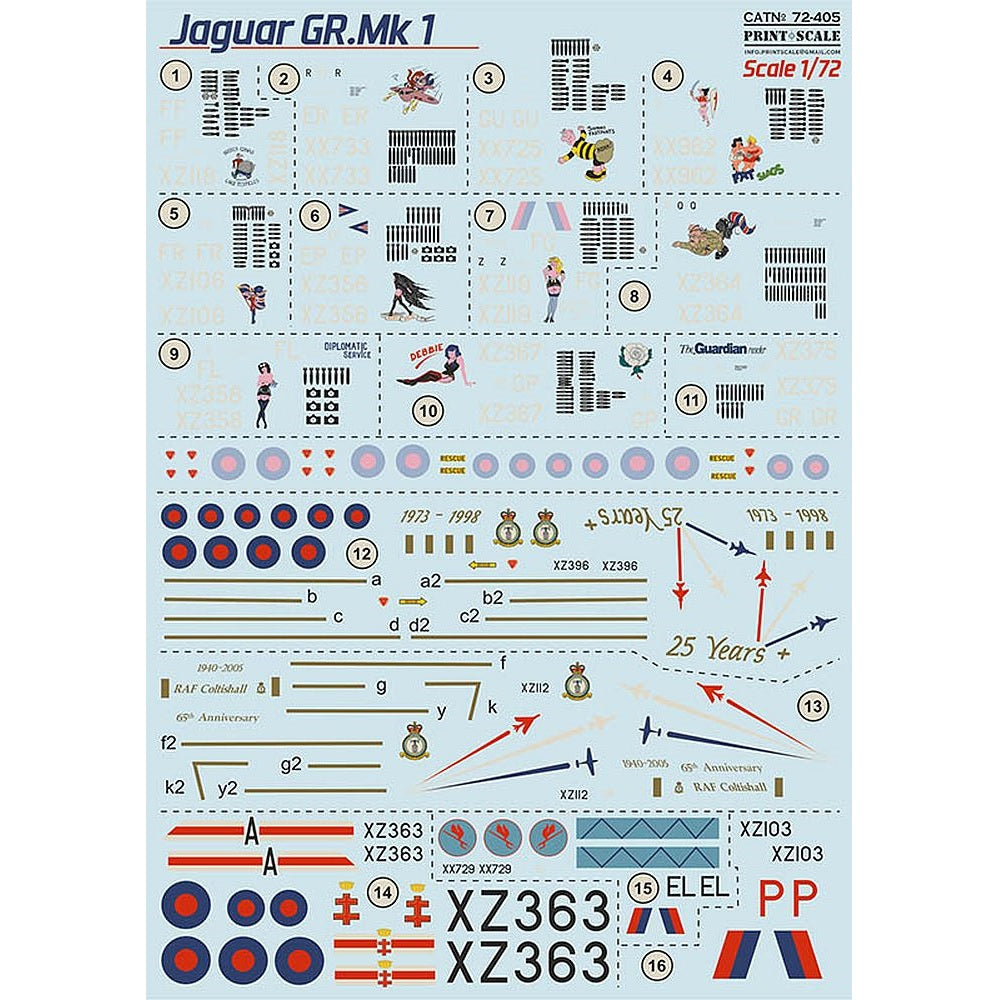 Print Scale 72-405 1/72 Sepecat Jaguar GR.1 Decals