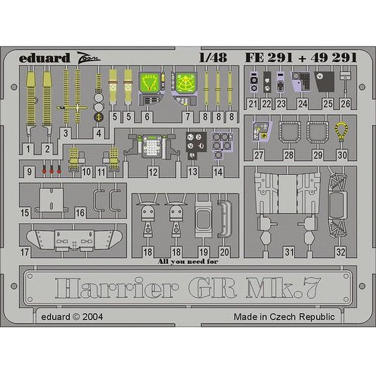 Eduard FE291 Harrier GR.7 P.E. Set for Hasegawa 1/48