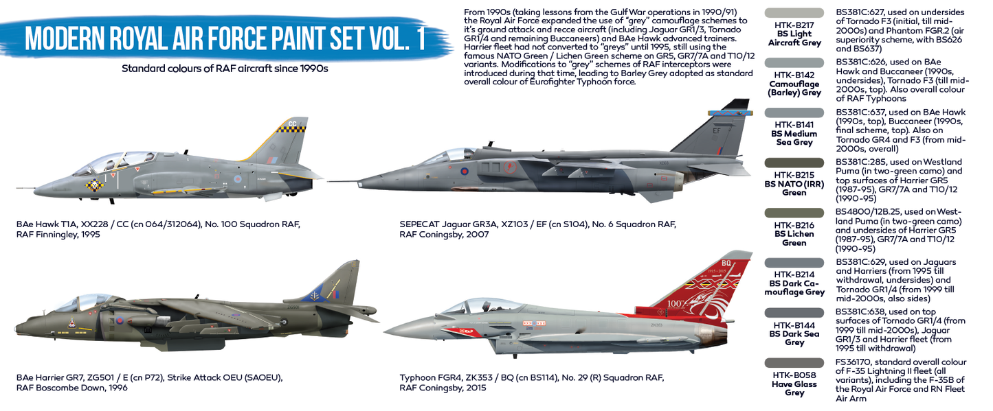 Hataka HTK-BS52 Modern Royal Air Force Acrylic Paint Set Vol. 1