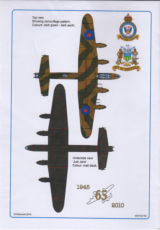 Kits-World KW132138 1/32 Avro Lancaster B Mk.VII 'Just Jane' Decals - SGS Model Store